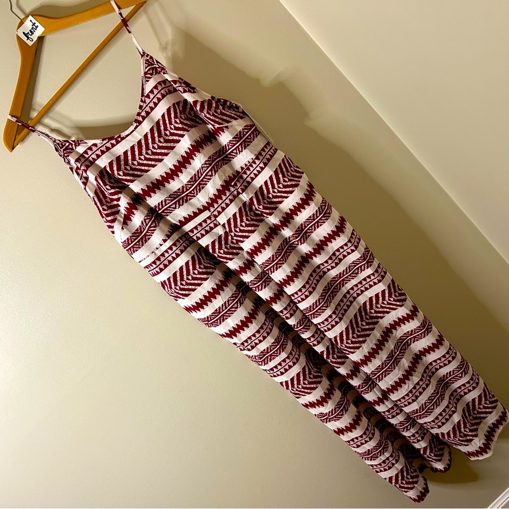 Emery Rose 1XL burgundy & white jumpsuit with pockets, NWT